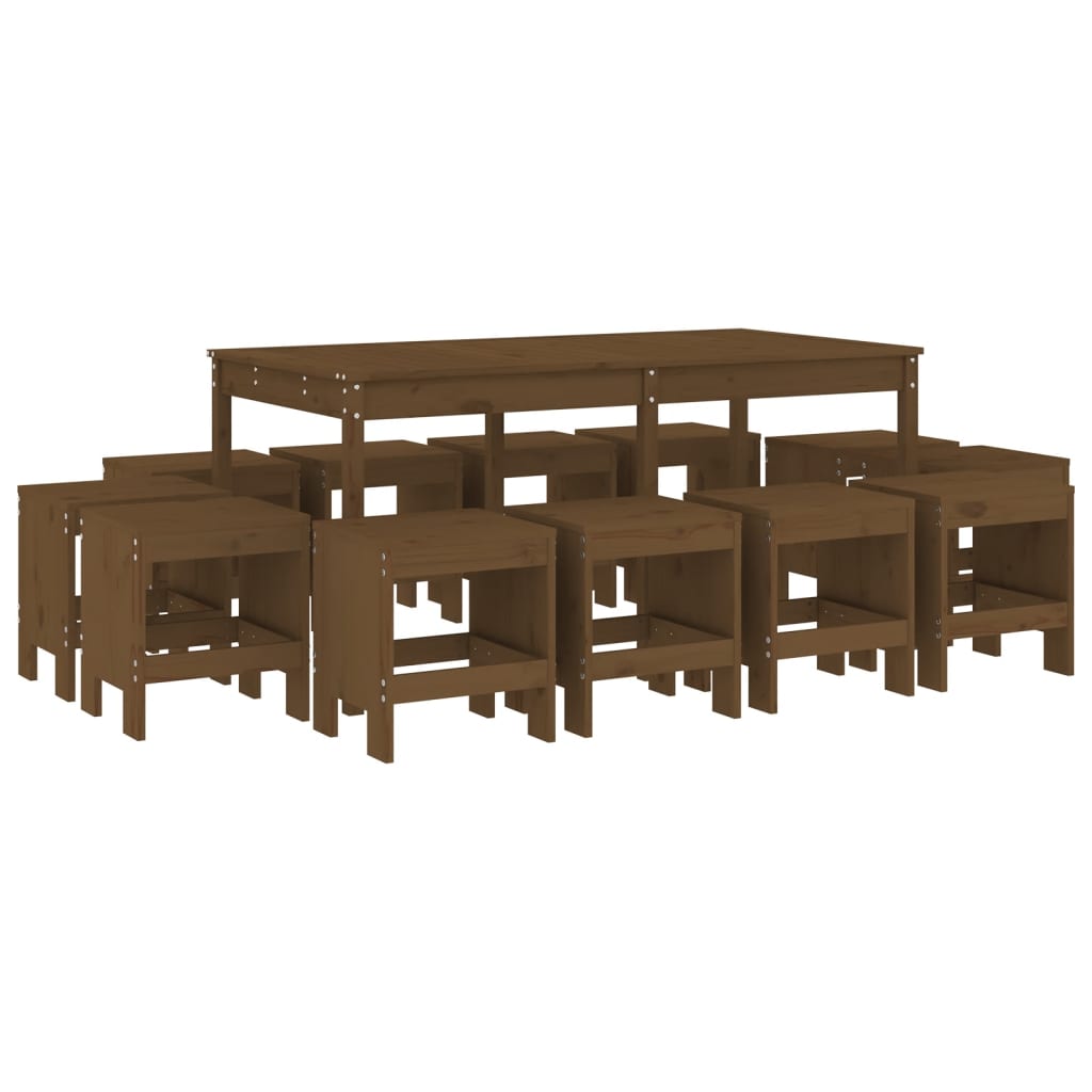 Garden Dining Set | Honey Brown | Solid Pine Wood | Large | Seats Many