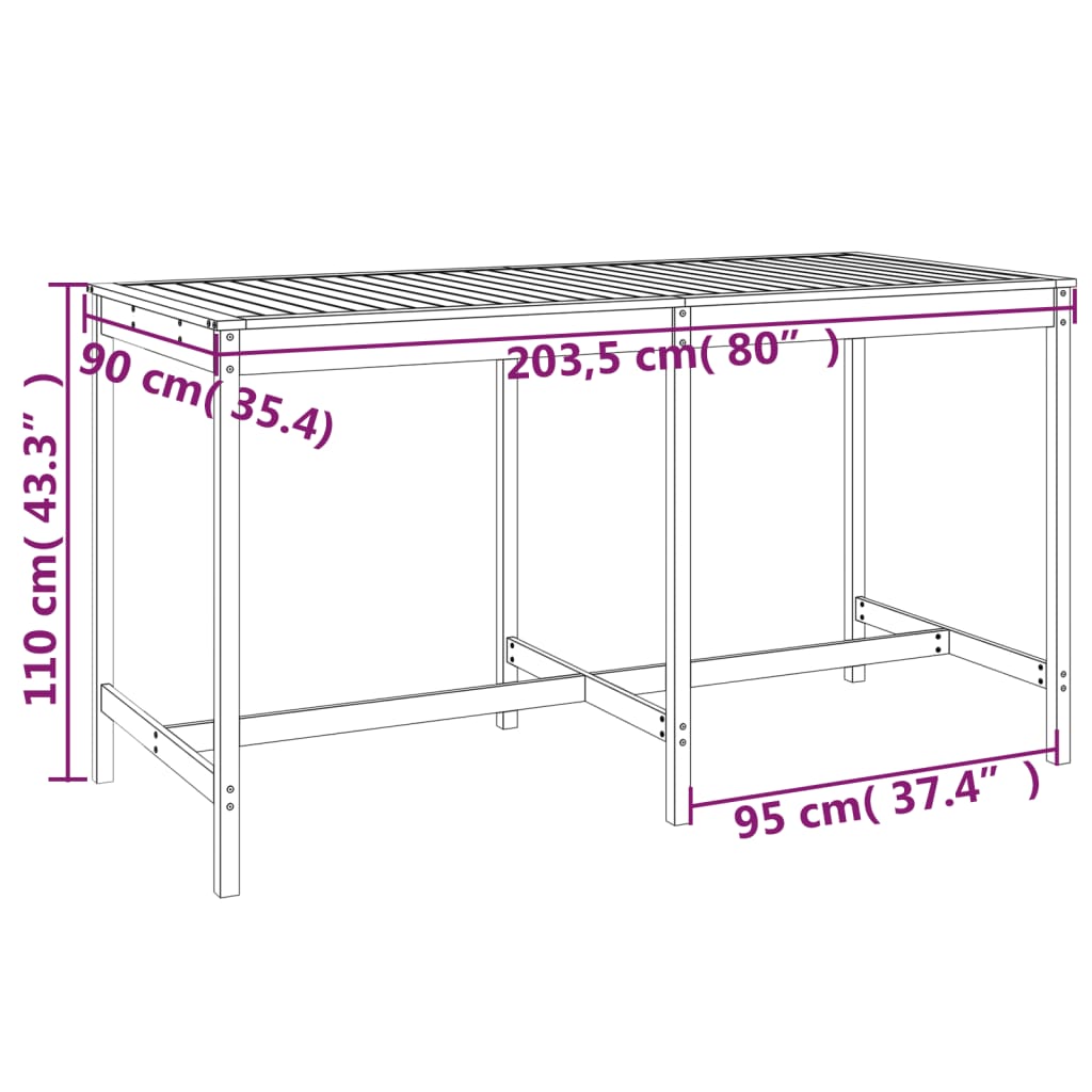 Garden Bar Set | Natural Wood | Solid Douglas Wood | Table for 8