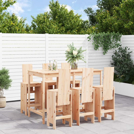 vidaXL 7 Piece Garden Bar Set Solid Wood Pine