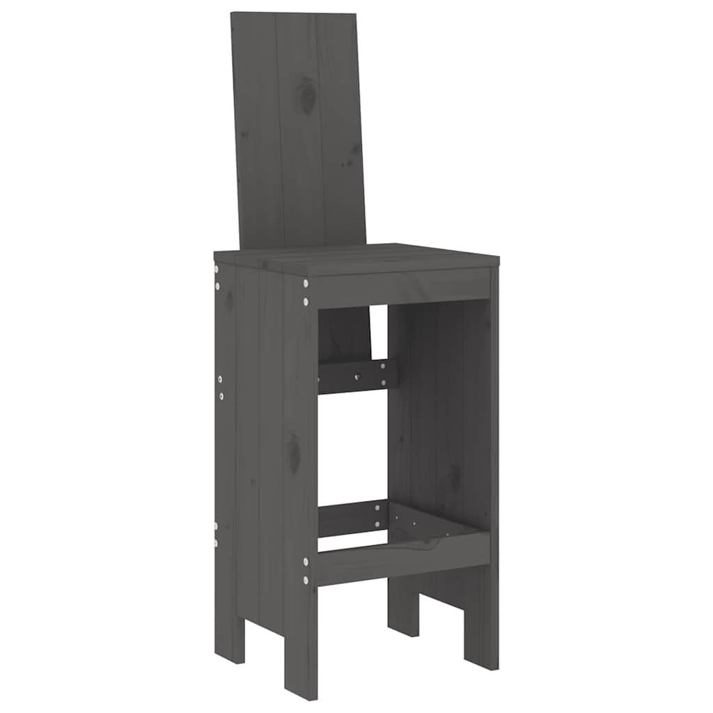 Garden Bar Set | Grey | Solid Pine Wood | 7 Piece | Footrest