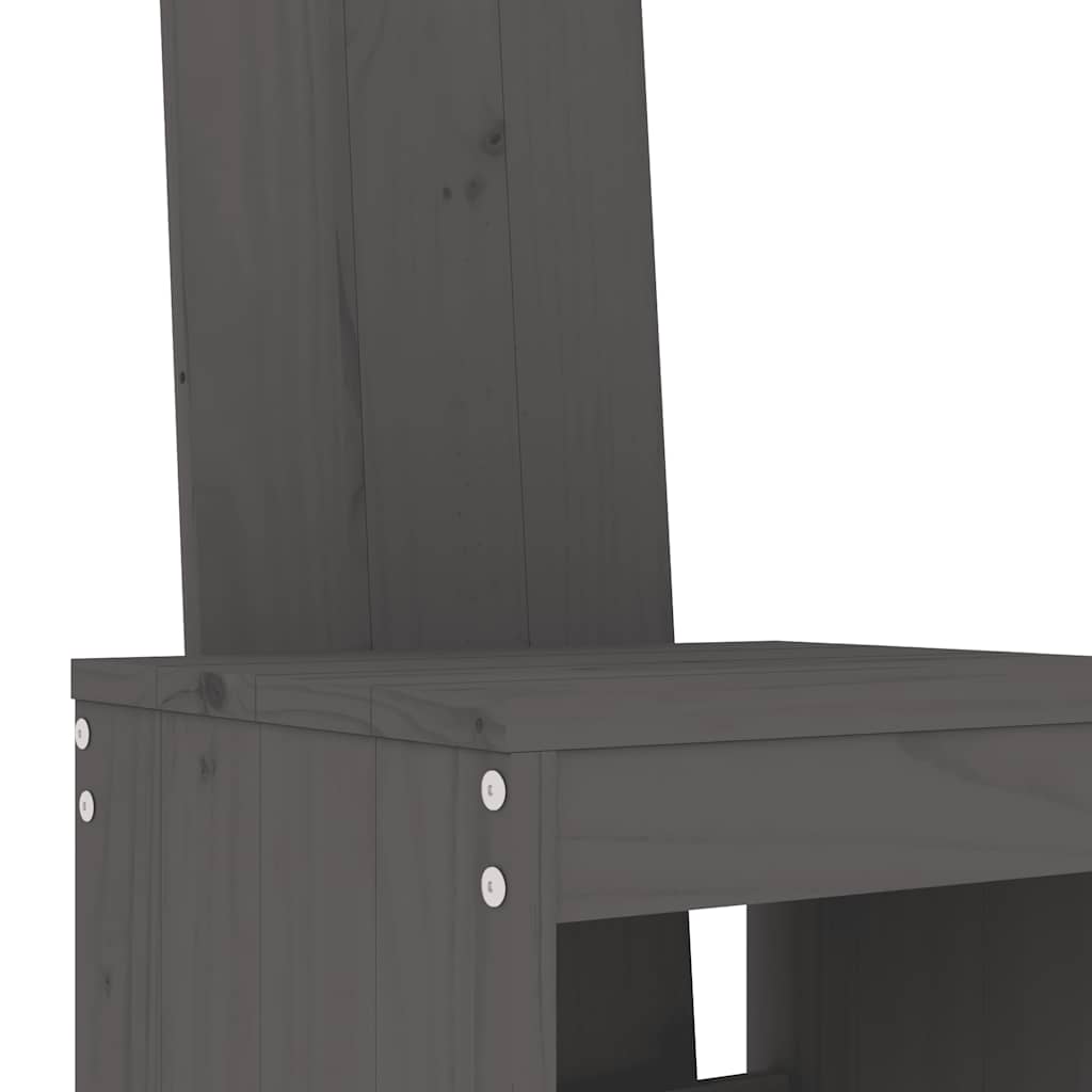 Garden Bar Set | Grey | Solid Pine Wood | 7 Piece | Footrest