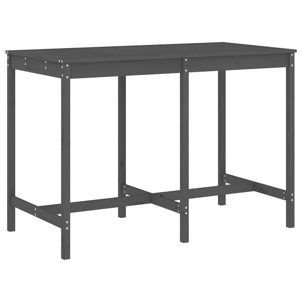Garden Bar Set | Grey | Solid Pine Wood | 7 Piece | Footrest