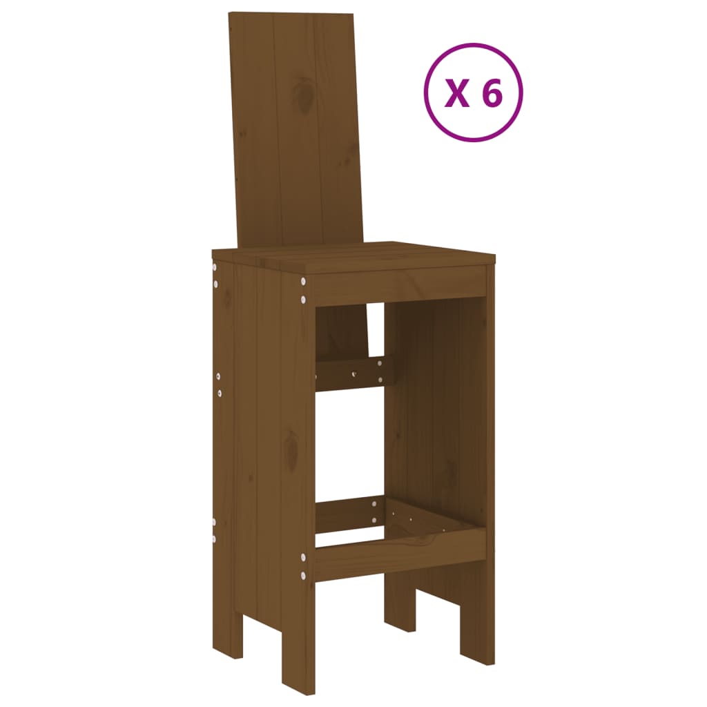 Garden Bar Set | Honey Brown | Solid Pine Wood | Large | Footrest