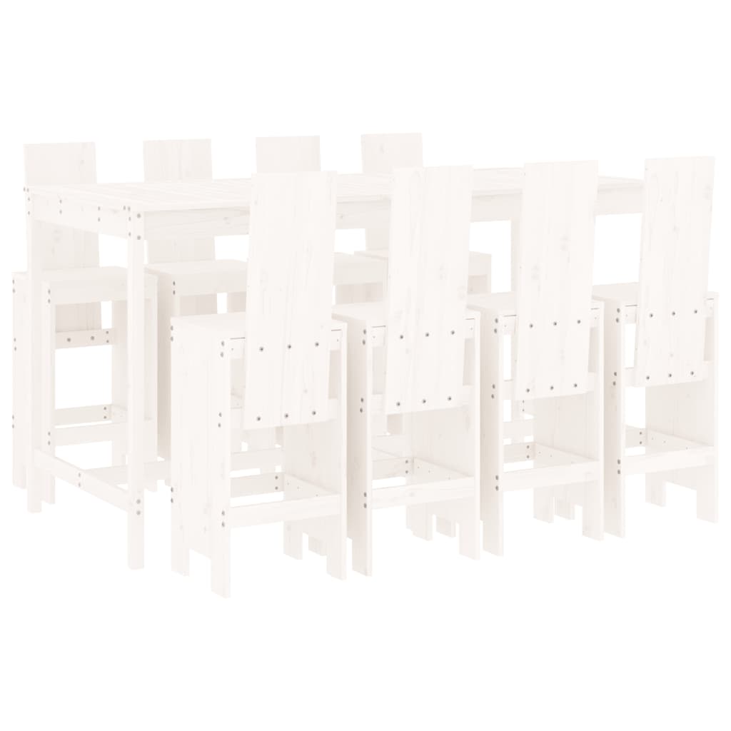Garden Bar Set | White | Solid pine wood | Large | Footrest