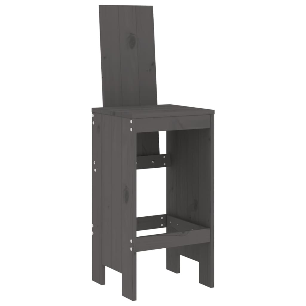 Garden Bar Set | Grey | Solid Pine Wood | Large | Footrest