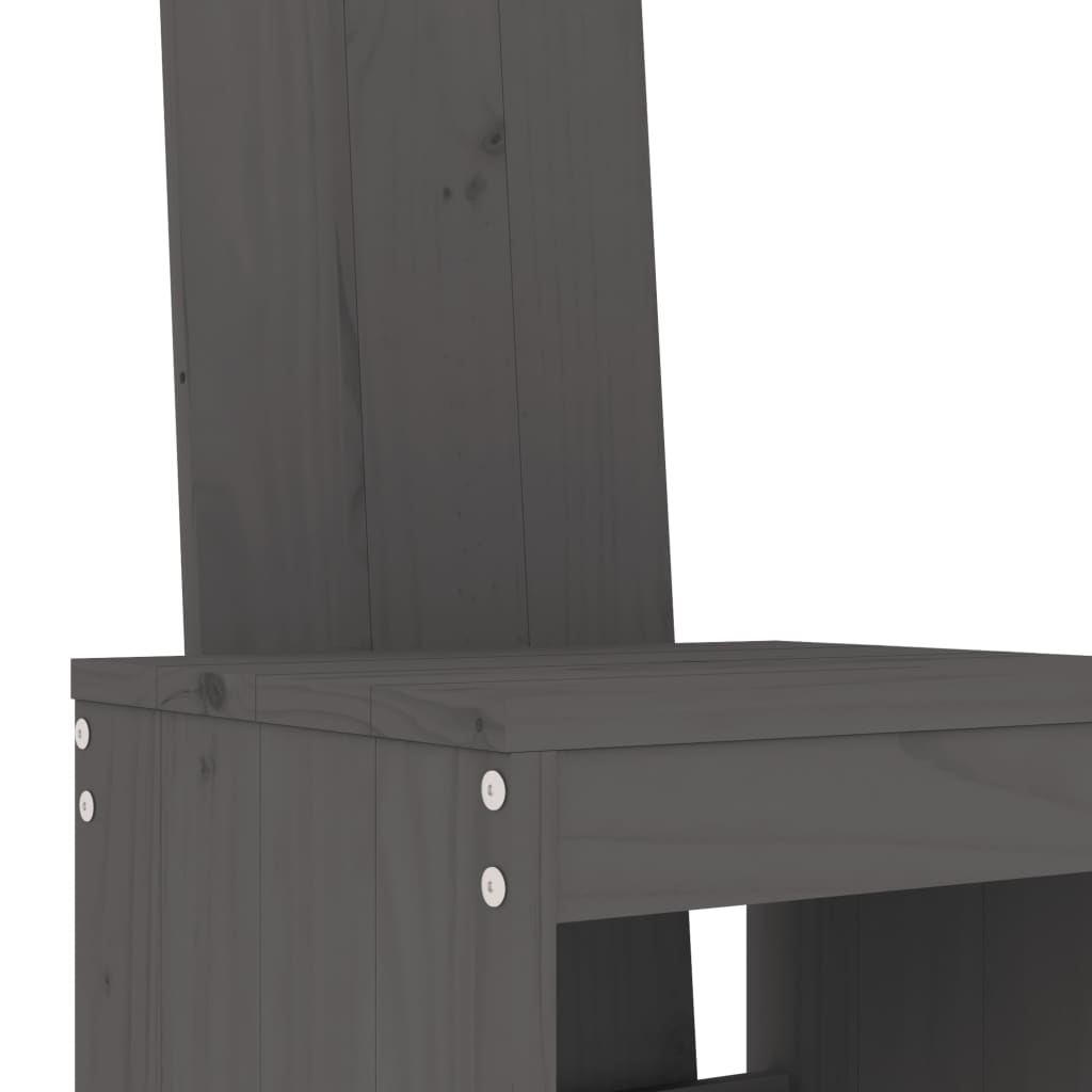 Garden Bar Set | Grey | Solid Pine Wood | Large | Footrest