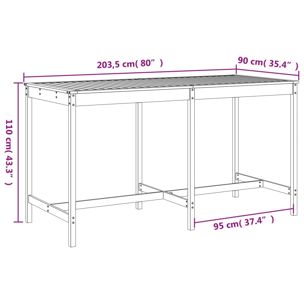 Garden Bar Set | Natural Wood | Solid Douglas Wood | Table for 8