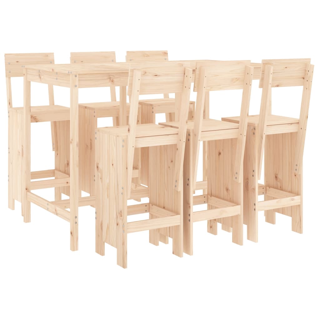 Garden Bar Set | Natural | Solid pinewood | 7 Piece Set | Footrest