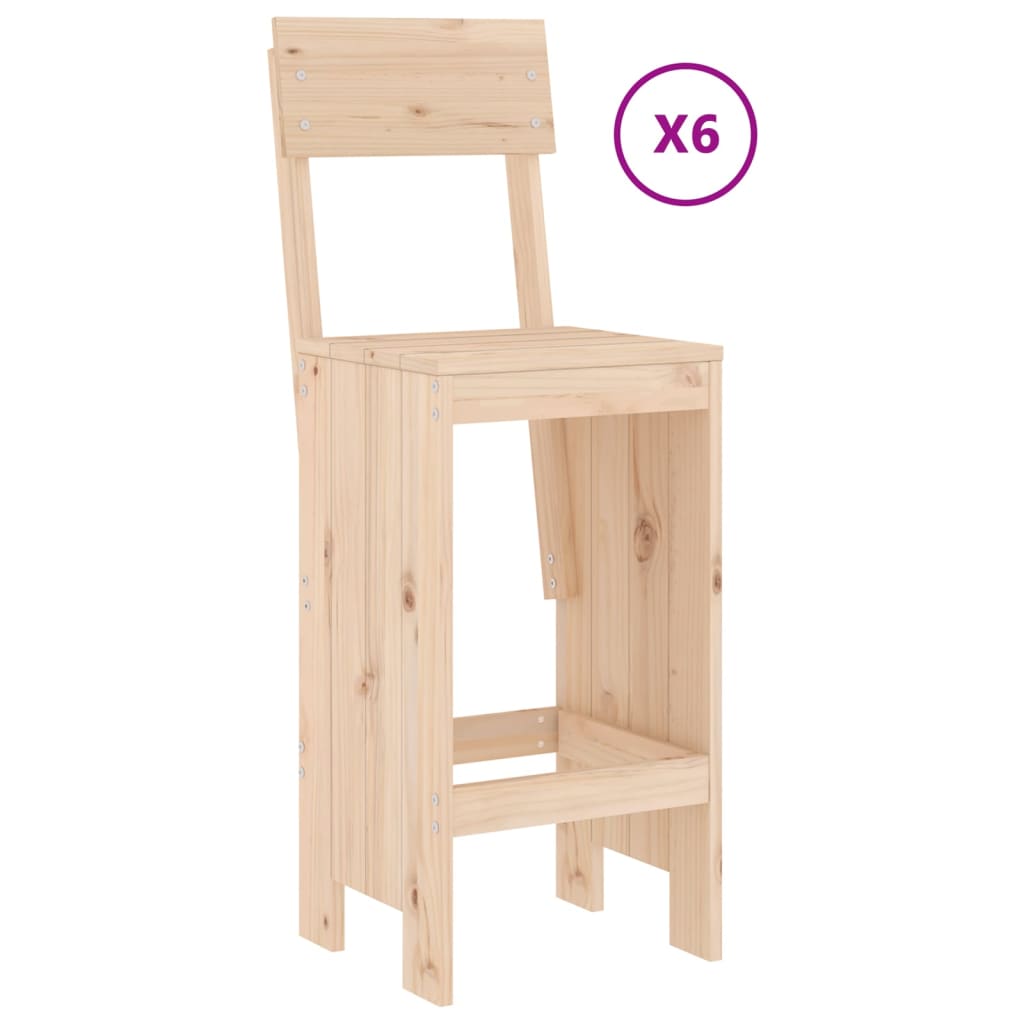 Garden Bar Set | Natural | Solid pinewood | 7 Piece Set | Footrest