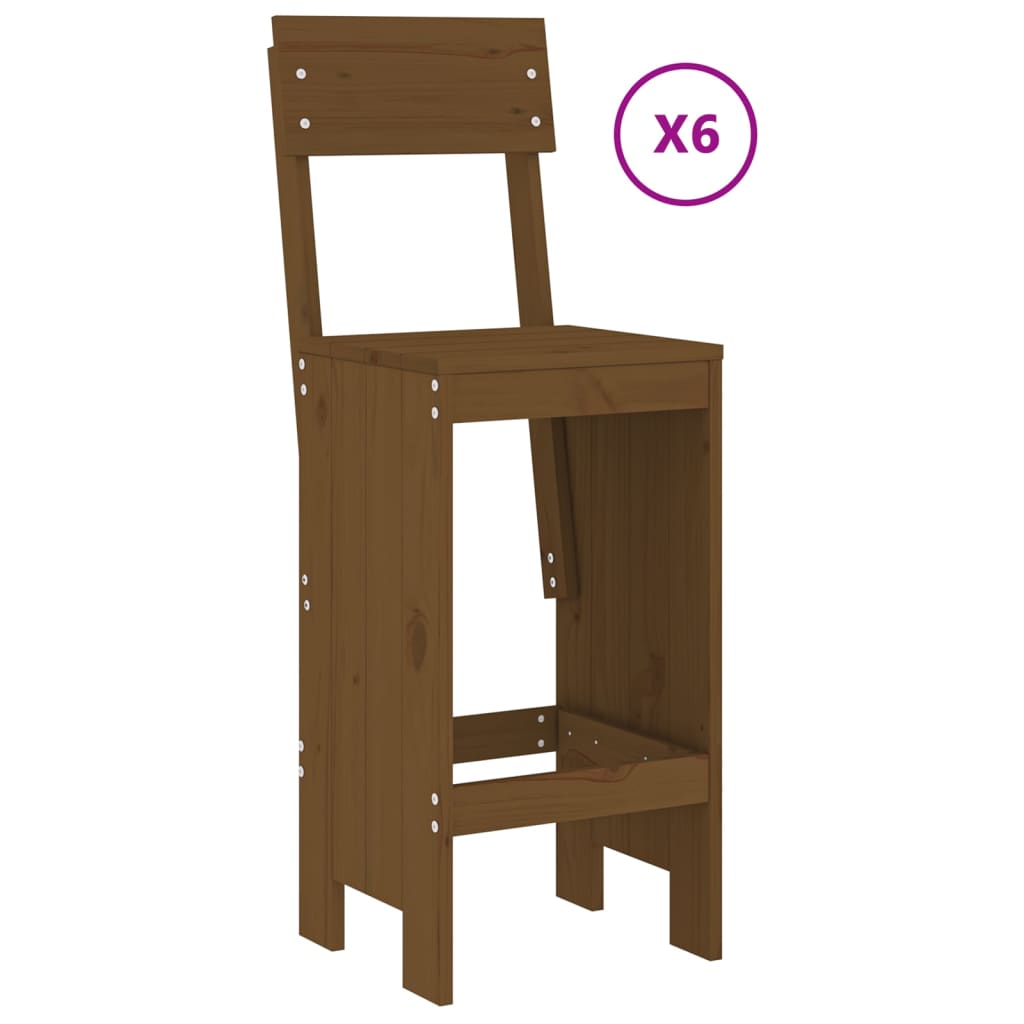 Garden Bar Set | Honey brown | Solid pine wood | Medium | Footrest