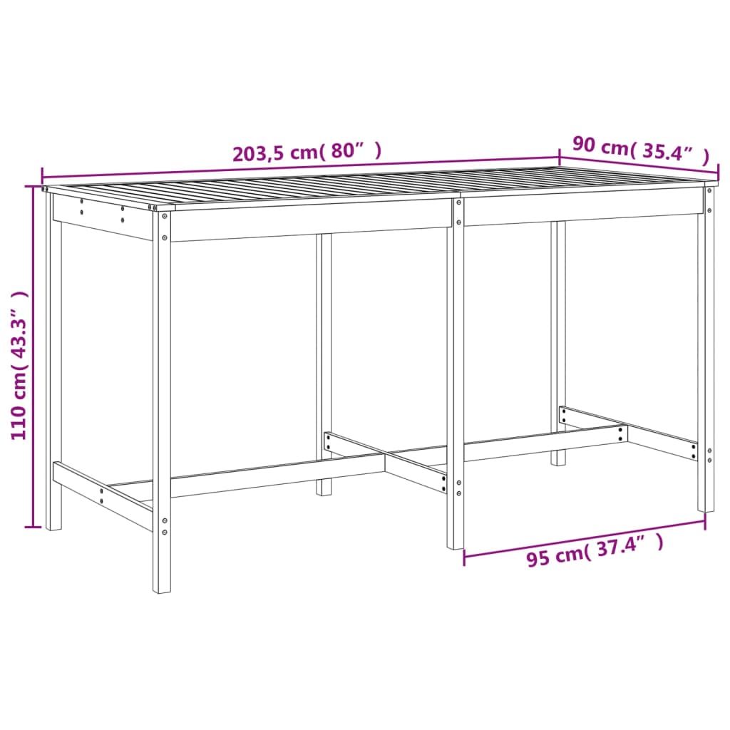Garden Bar Set | White | Solid pine wood | 9 Piece Bar Set | Footrest