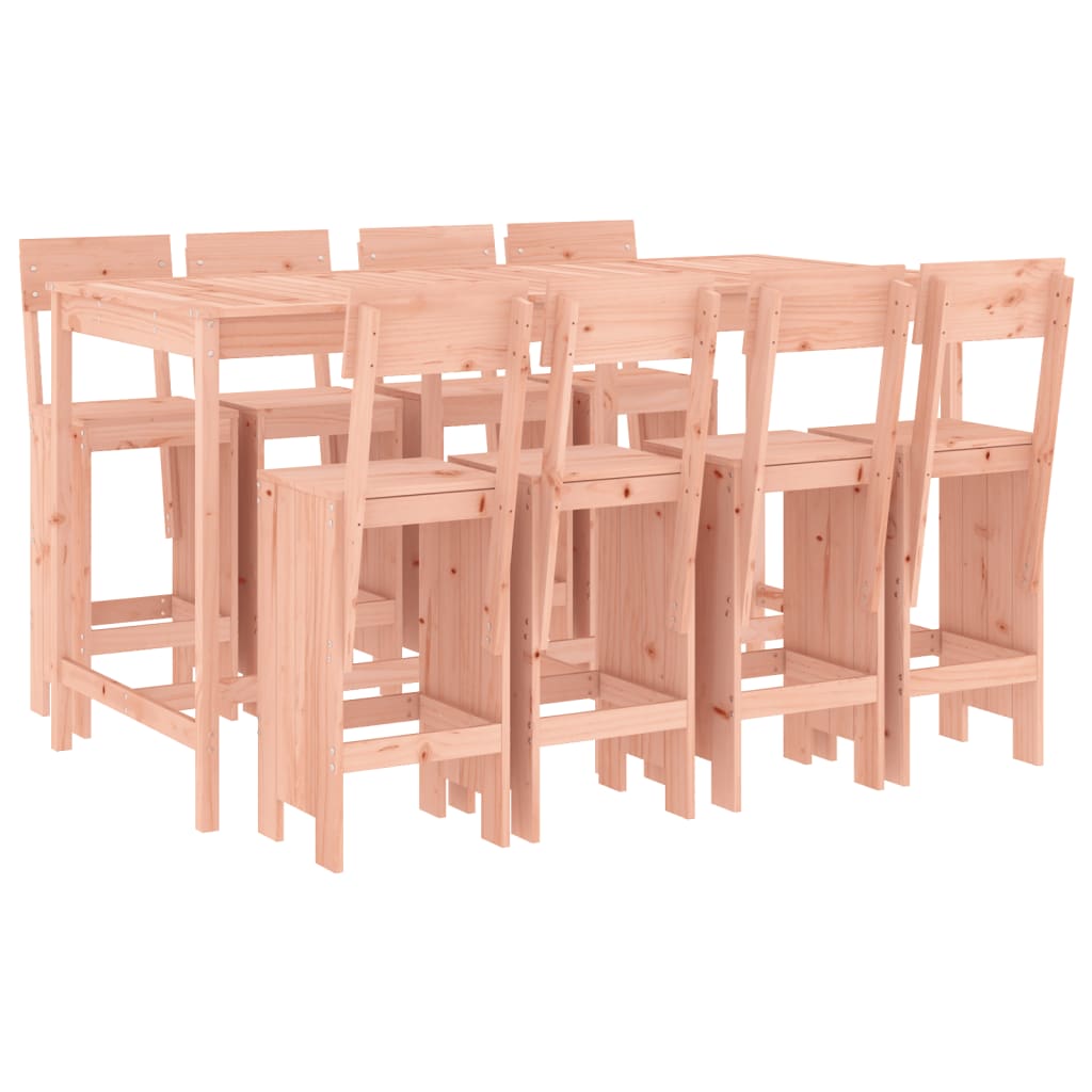 Garden Bar Set | Brown | Solid Douglas wood | Large | Footrest
