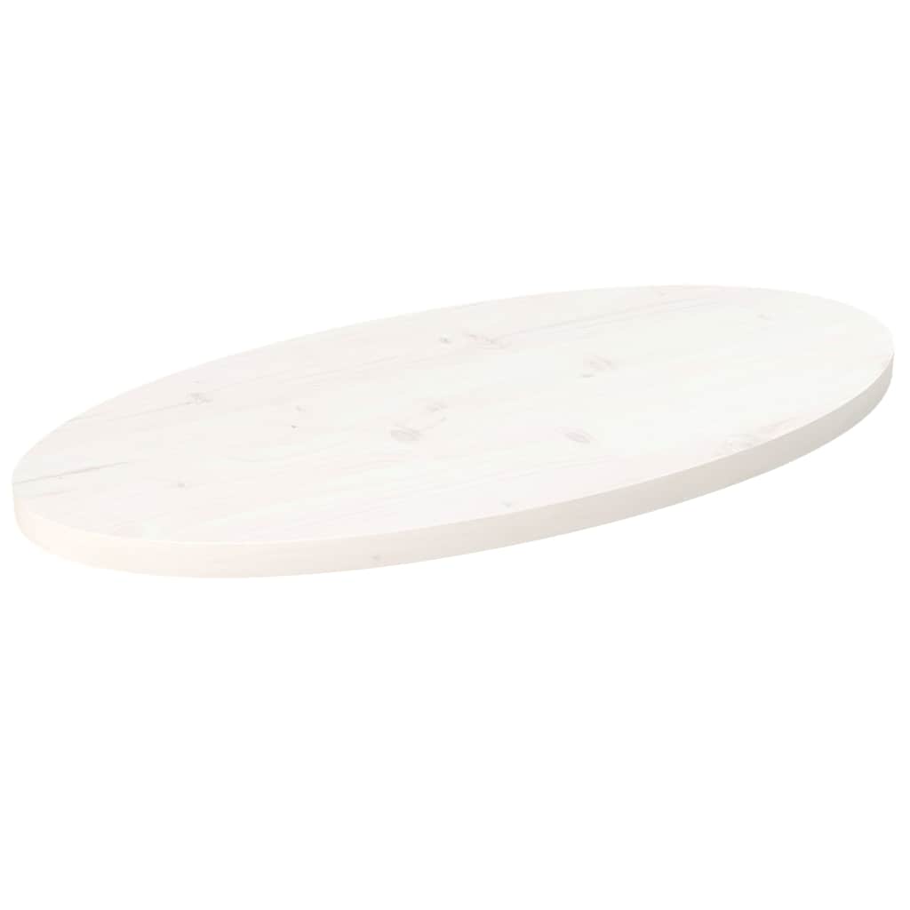 Table Top White 70x35x2.5 cm Solid Wood Pine Oval