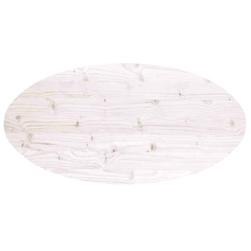 Table Top White 90x45x2.5 cm Solid Wood Pine Oval
