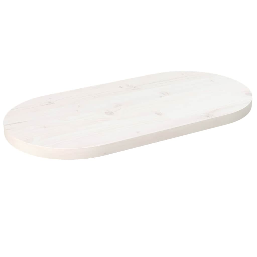 Table Top White 60x30x2.5 cm Solid Wood Pine Oval