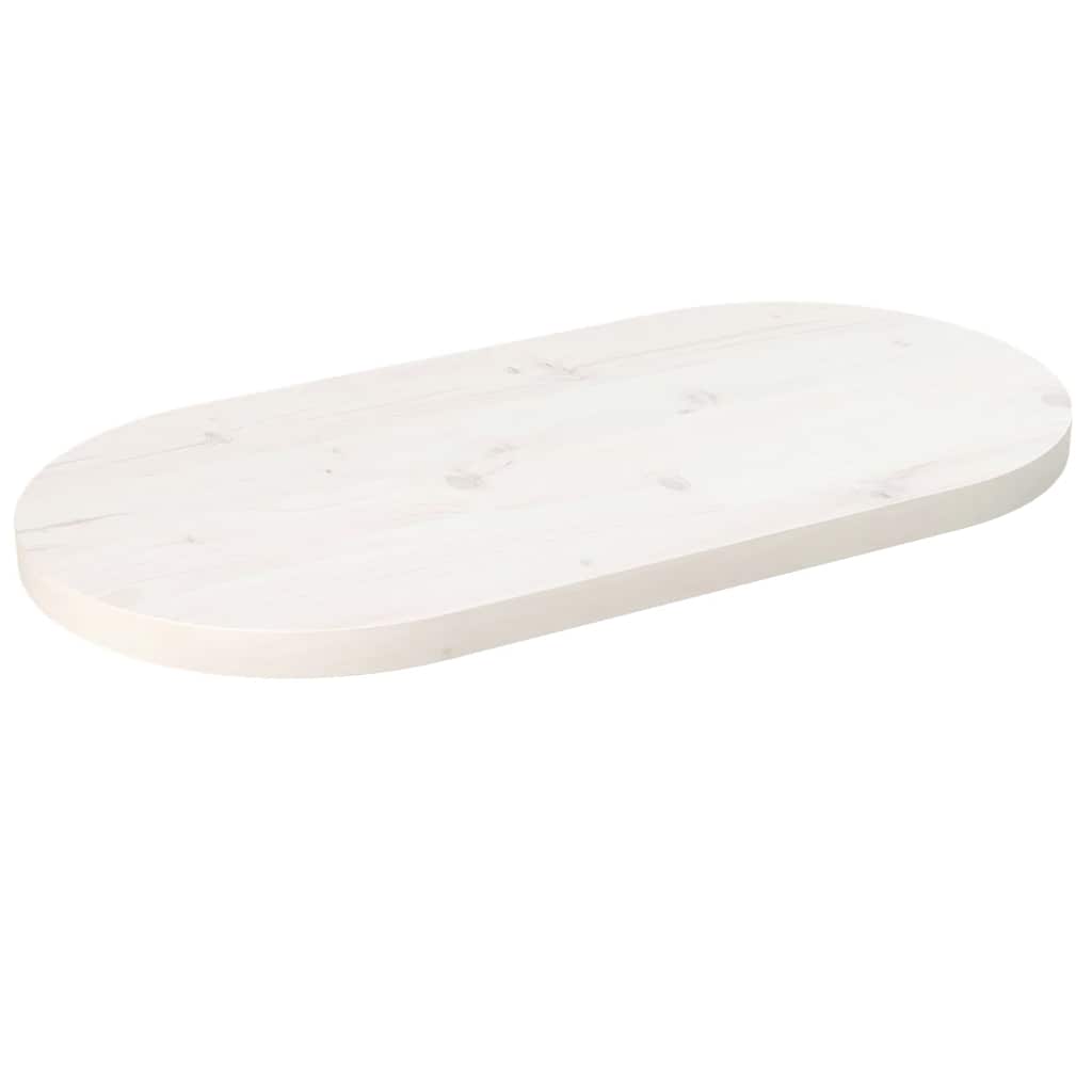 vidaXL Table Top White 70x35x2.5 cm Solid Wood Pine Oval