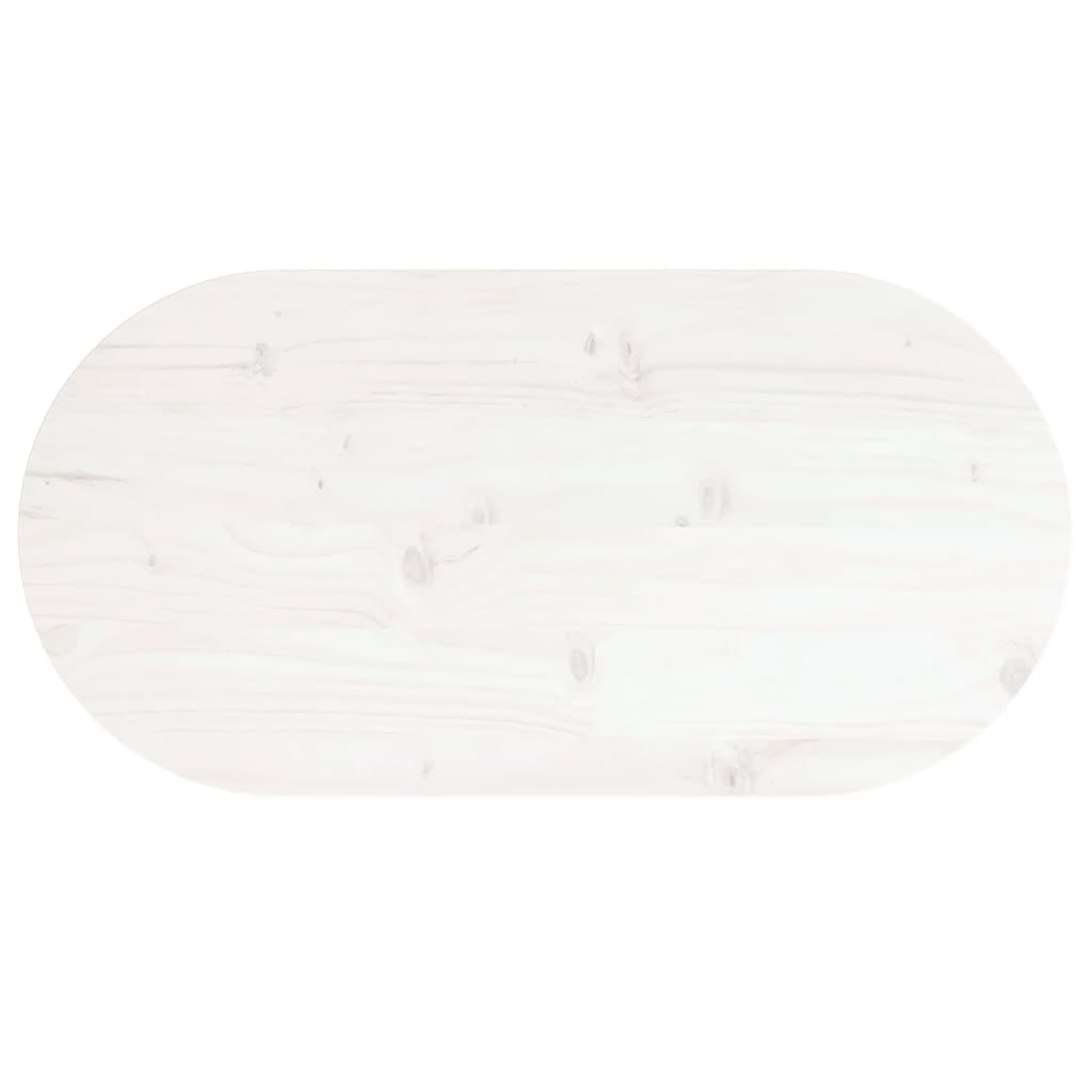 vidaXL Table Top White 70x35x2.5 cm Solid Wood Pine Oval