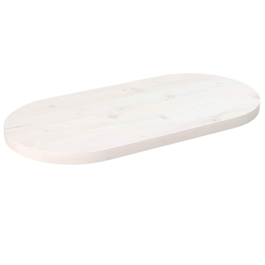 vidaXL Table Top White 80x40x2.5 cm Solid Wood Pine Oval