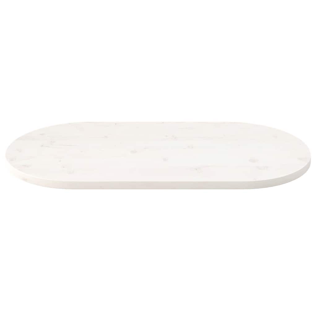 Table Top White 90x45x2.5 cm Solid Wood Pine Oval