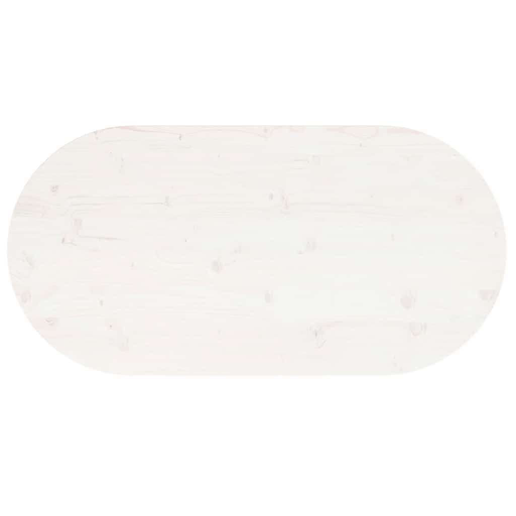 Table Top White 90x45x2.5 cm Solid Wood Pine Oval