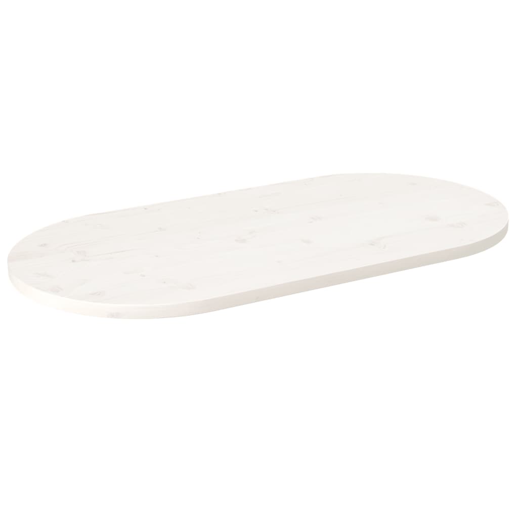 vidaXL Table Top White 100x50x2.5 cm Solid Wood Pine Oval