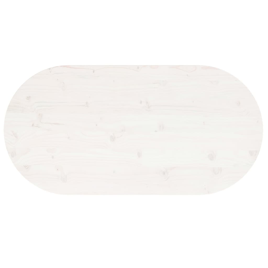 vidaXL Table Top White 100x50x2.5 cm Solid Wood Pine Oval