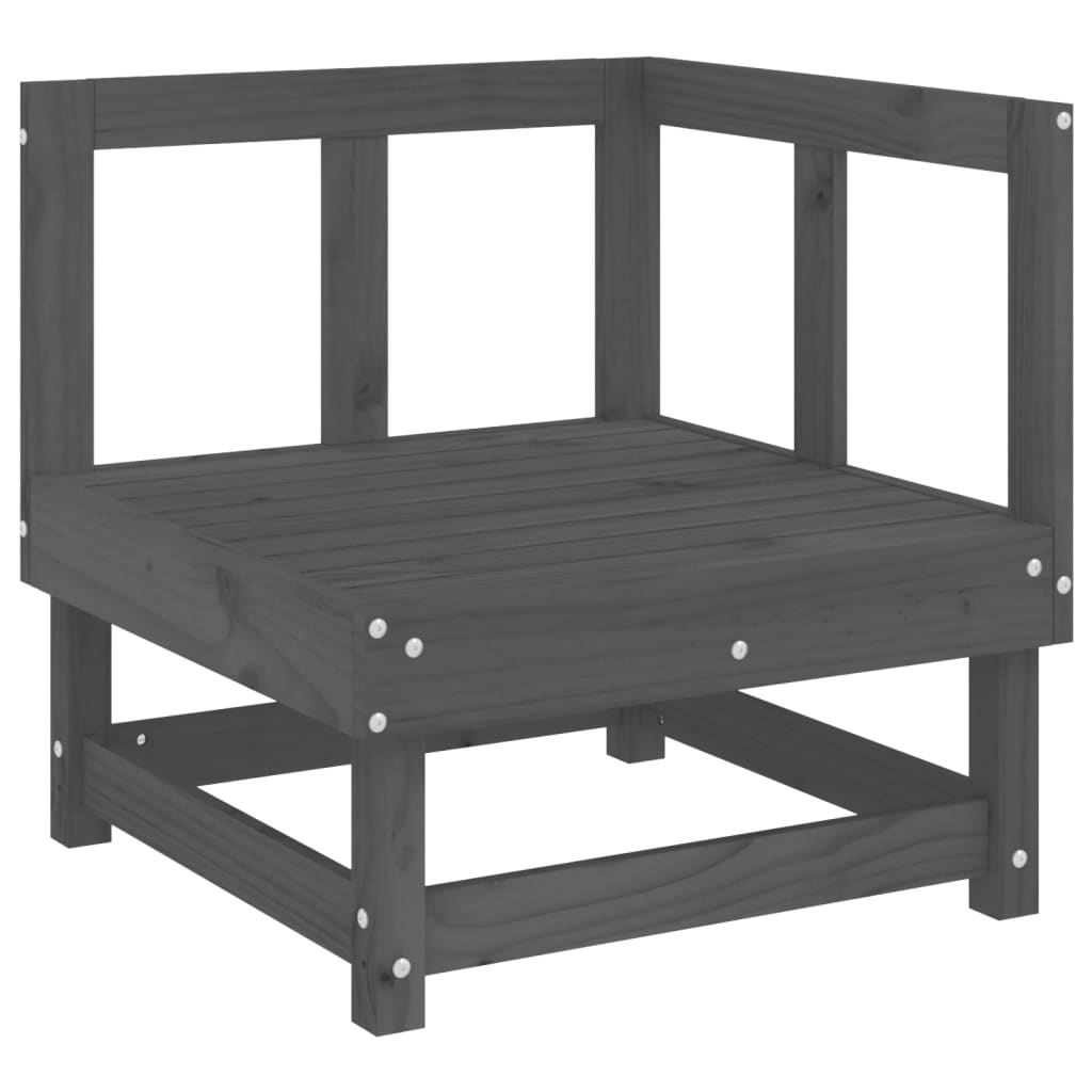 3 Piece Garden Lounge Set Grey Solid Wood Pine
