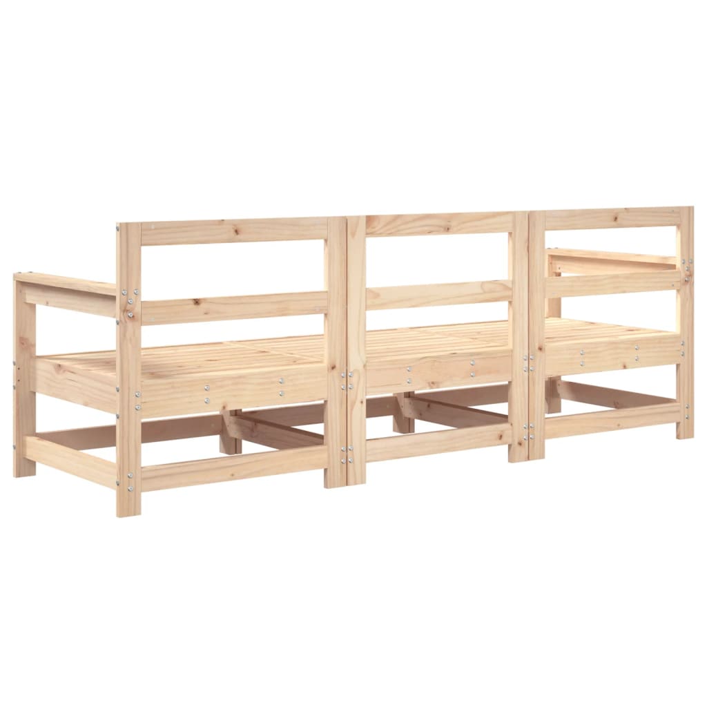3 Piece Garden Lounge Set Solid Wood Pine