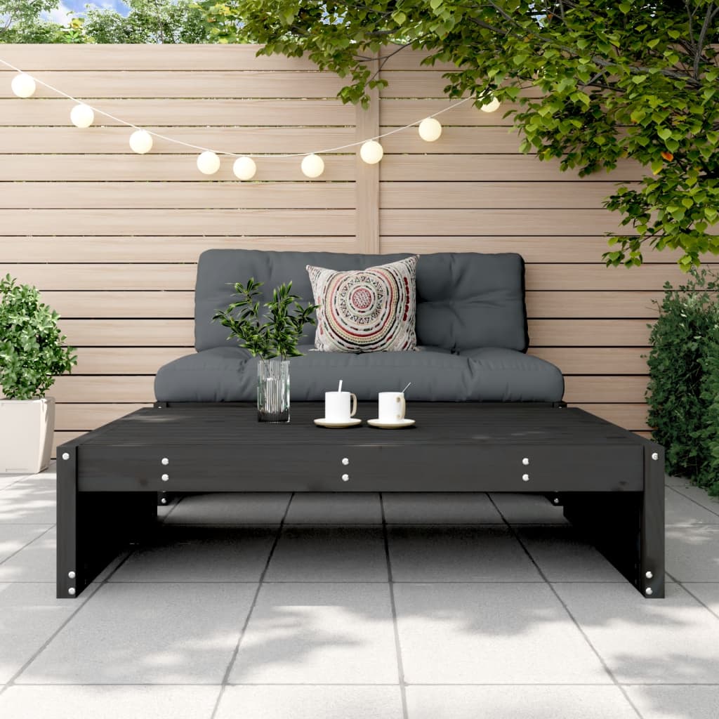 Garden Footstool | Black | Solid pine wood | 120x80 cm | Modular
