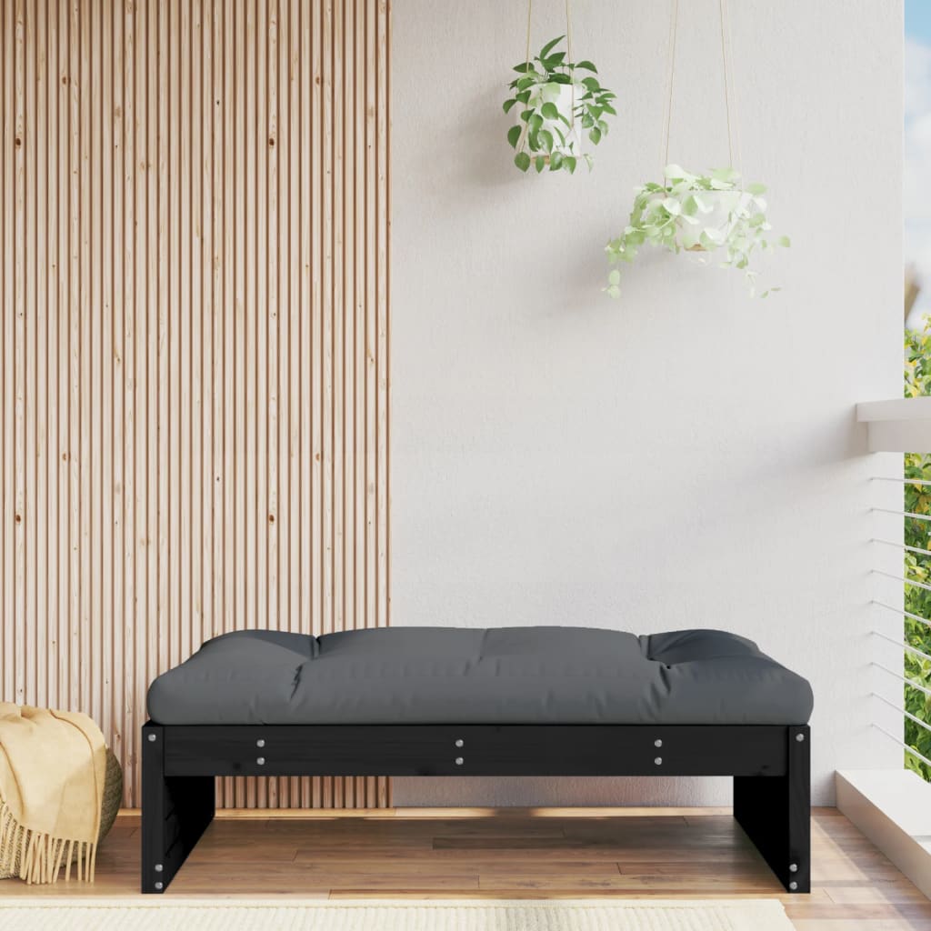 Garden Footstool | Black | Solid pine wood | 120x80 cm | Modular
