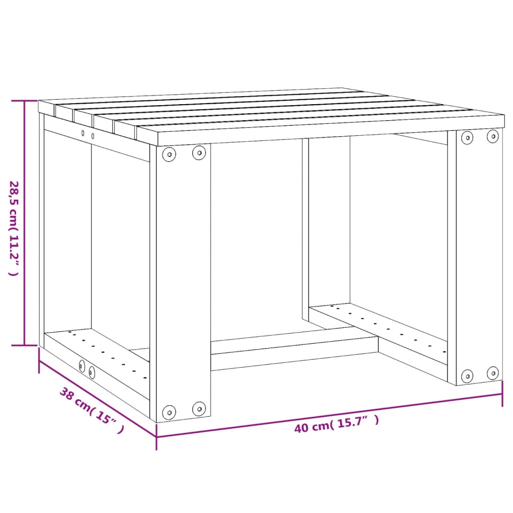 vidaXL Garden Side Table 40x38x28.5 cm Solid Wood Pine