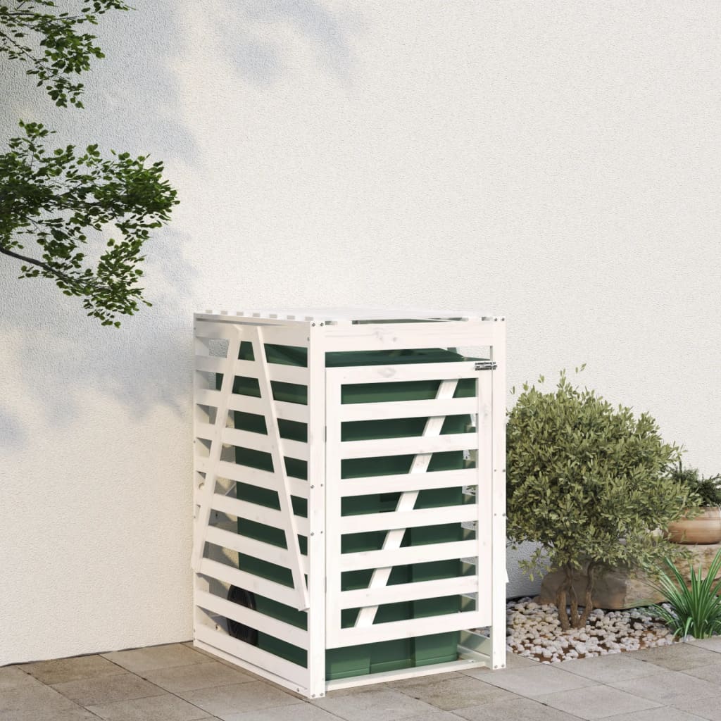 Wheelie Bin Storage White 84x90x128.5 cm Solid Wood Pine