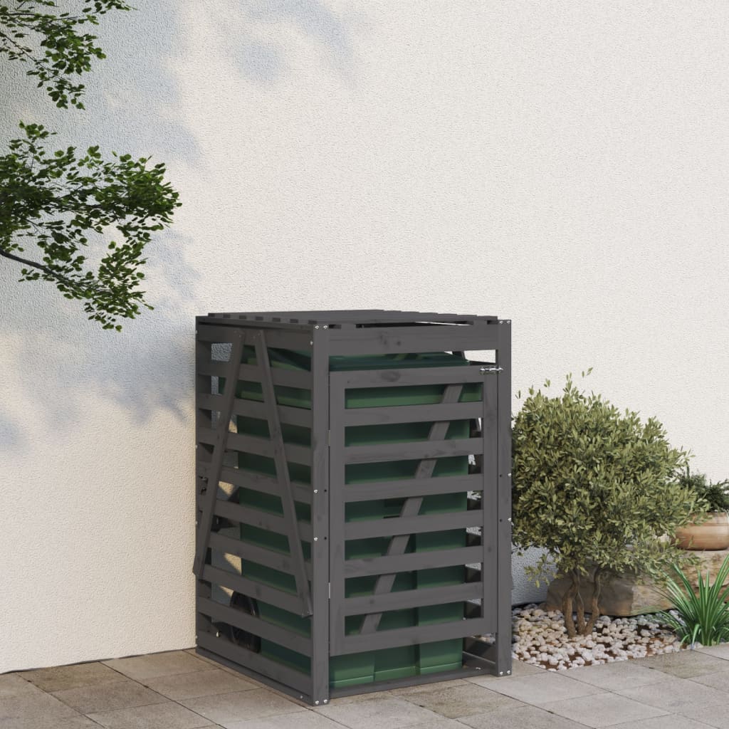 Wheelie Bin Storage Grey 84x90x128.5 cm Solid Wood Pine