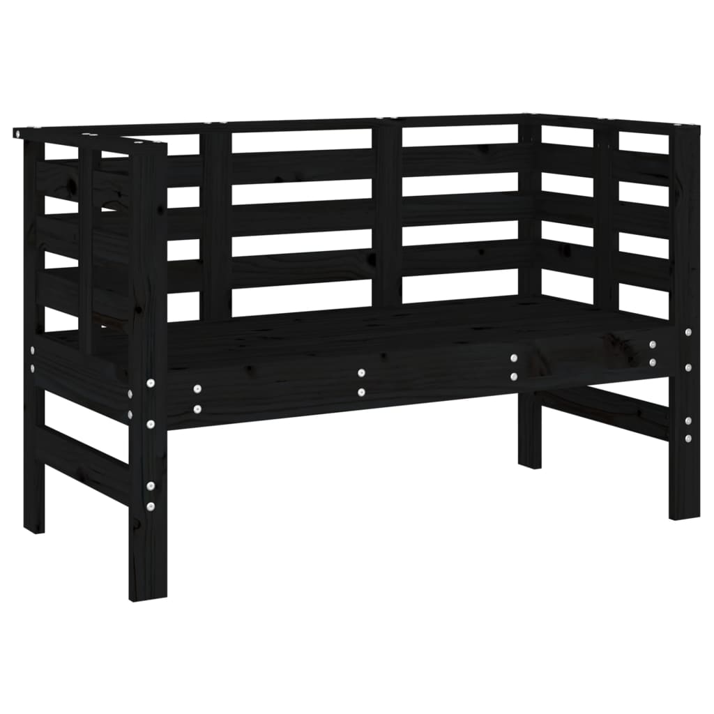 vidaXL Garden Bench Black 111.5x53x71 cm Solid Wood Pine