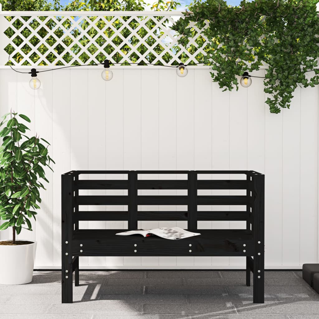 vidaXL Garden Bench Black 111.5x53x71 cm Solid Wood Pine