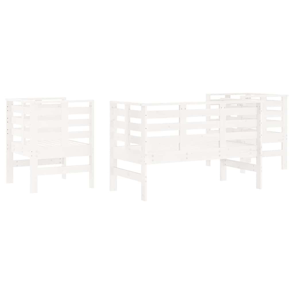 3 Piece Garden Lounge Set White Solid Wood Pine