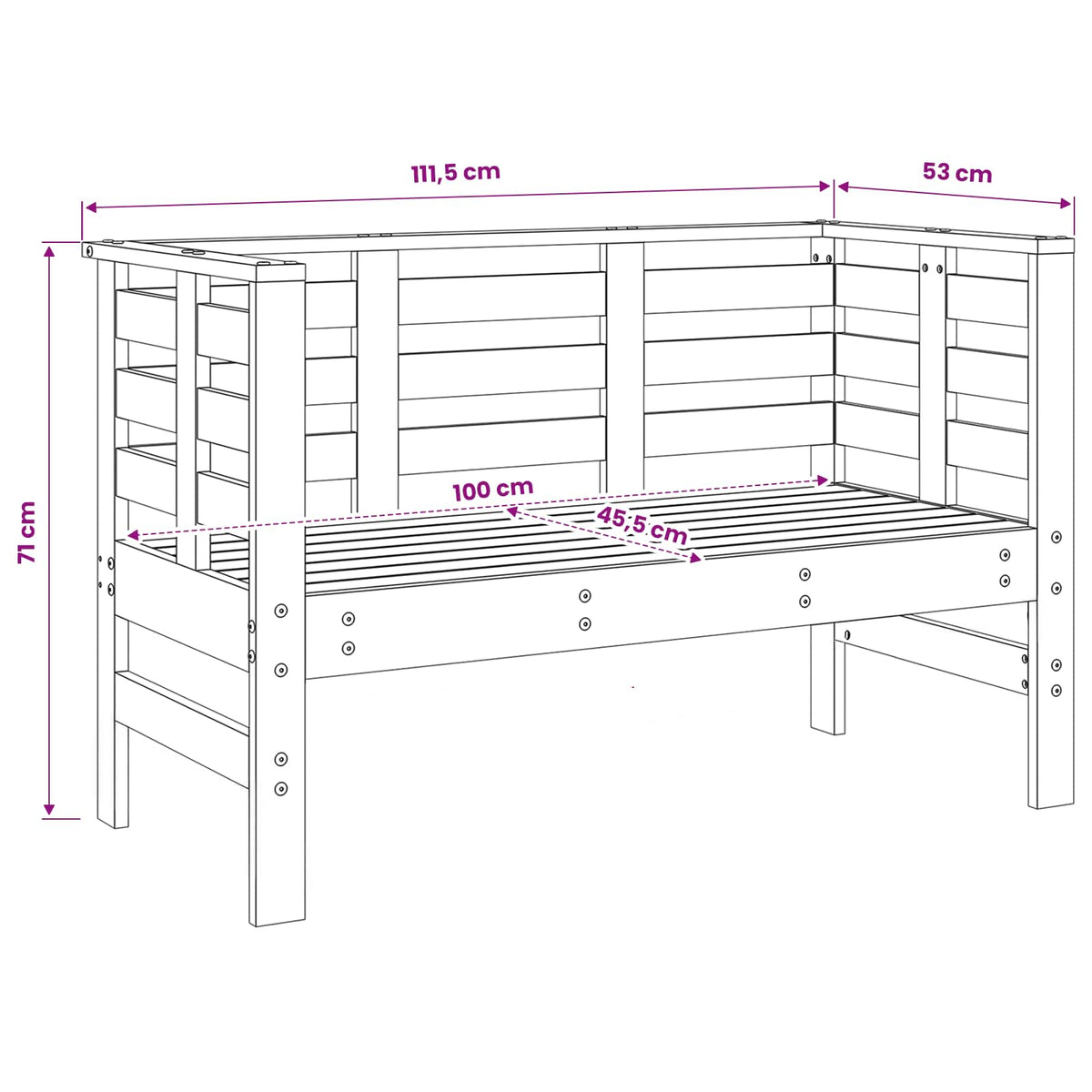 3 Piece Garden Lounge Set White Solid Wood Pine