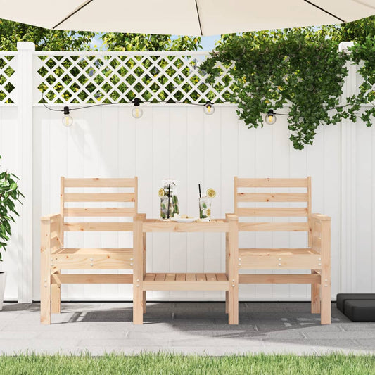 vidaXL Garden Bench with Table 2-Seater Solid Wood Pine