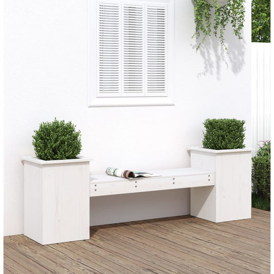 Planter Bench White 184,5x39,5x56,5 cm Solid Wood Pine