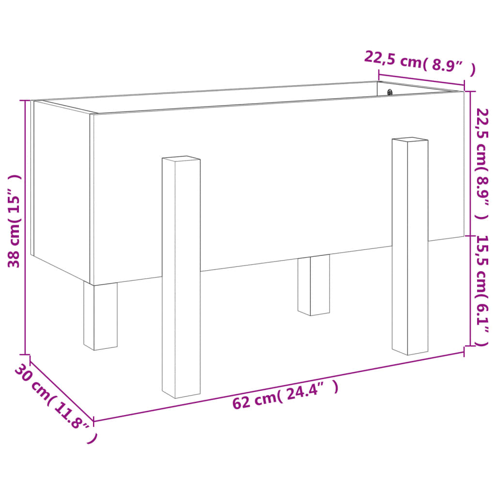 vidaXL Garden Planter 62x30x38 cm Solid Wood Douglas