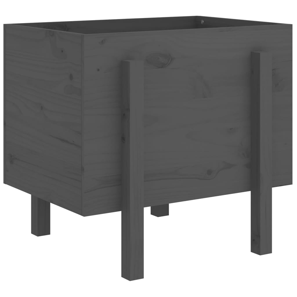 Garden Planter Grey 62x50x57 cm Solid Wood Pine