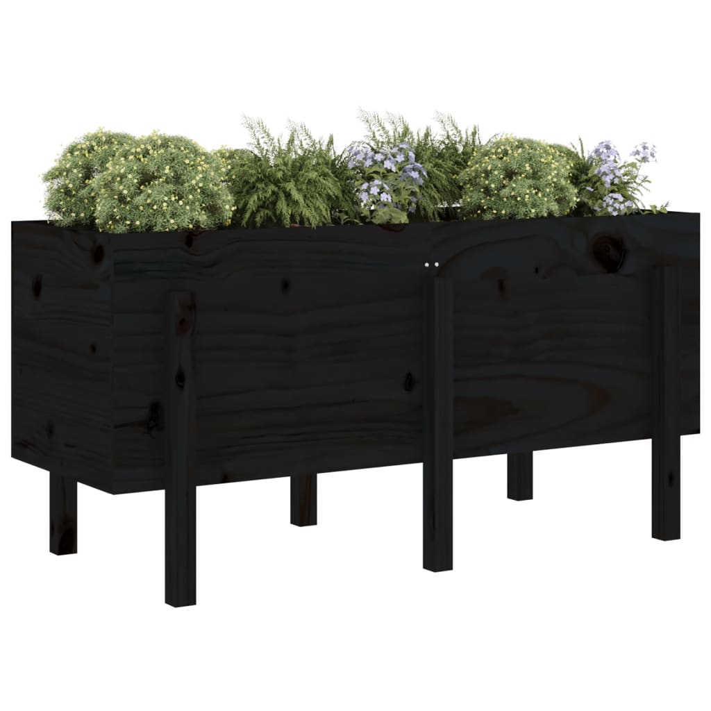 vidaXL Garden Raised Bed Black 121x50x57 cm Solid Wood Pine