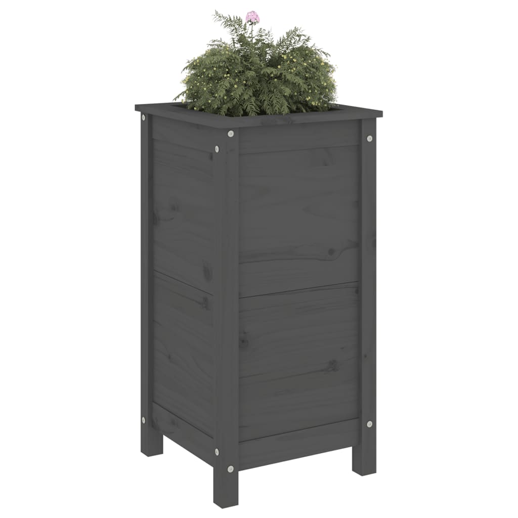 vidaXL Garden Planter Grey 40x40x78 cm Solid Wood Pine