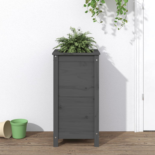 vidaXL Garden Planter Grey 40x40x78 cm Solid Wood Pine