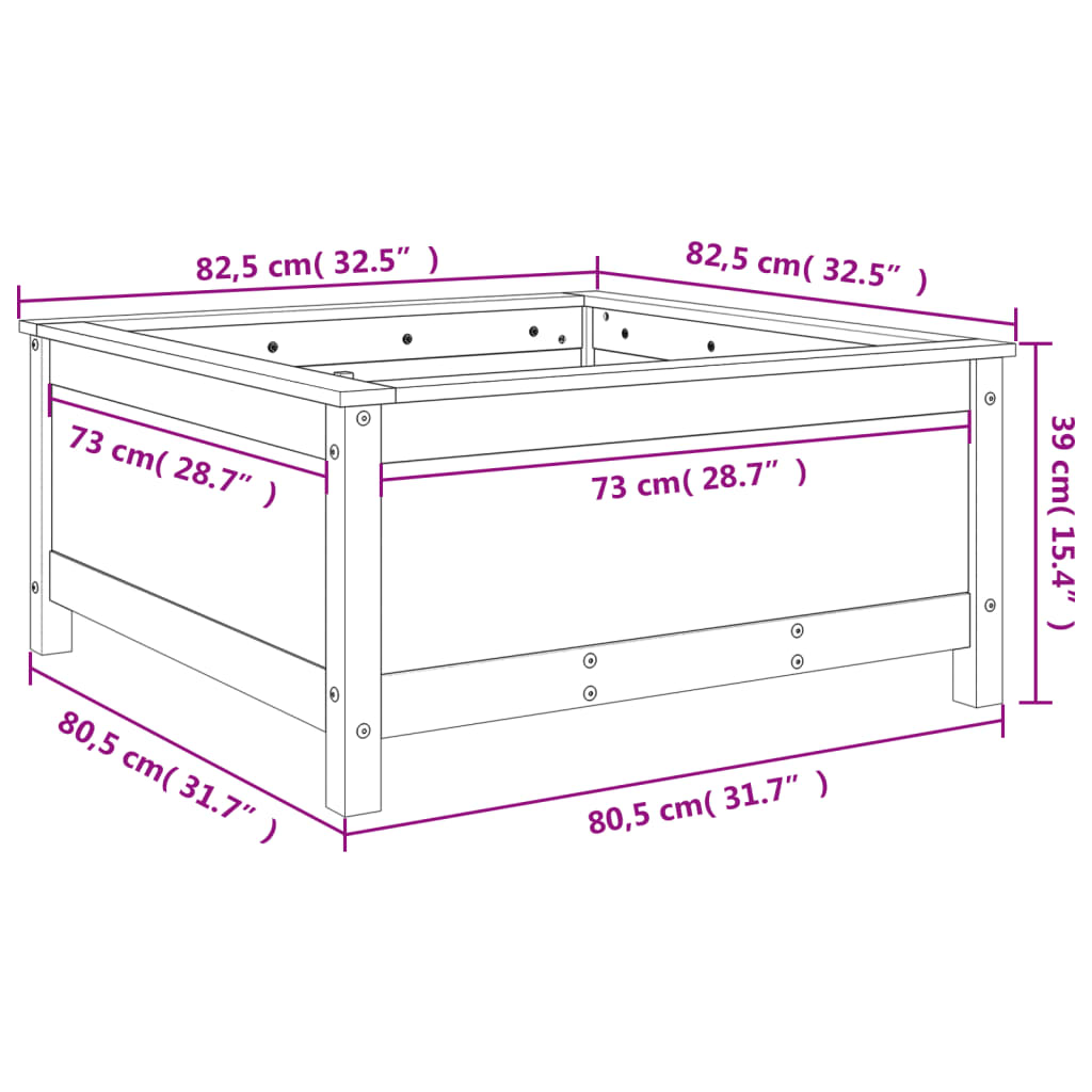 vidaXL Garden Planter 82.5x82.5x39 cm Solid Wood Pine