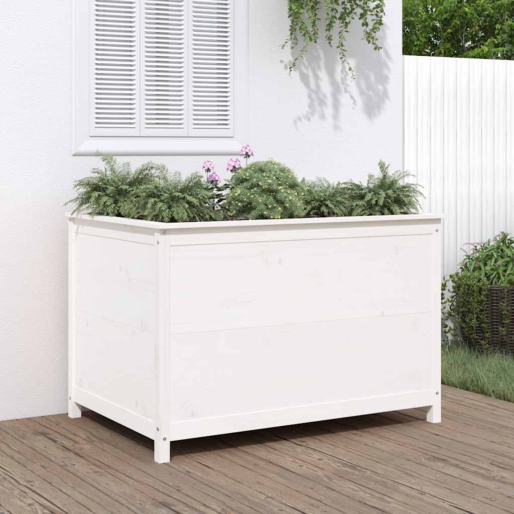Garden Raised Bed White 119.5x82.5x78 cm Solid Wood Pine