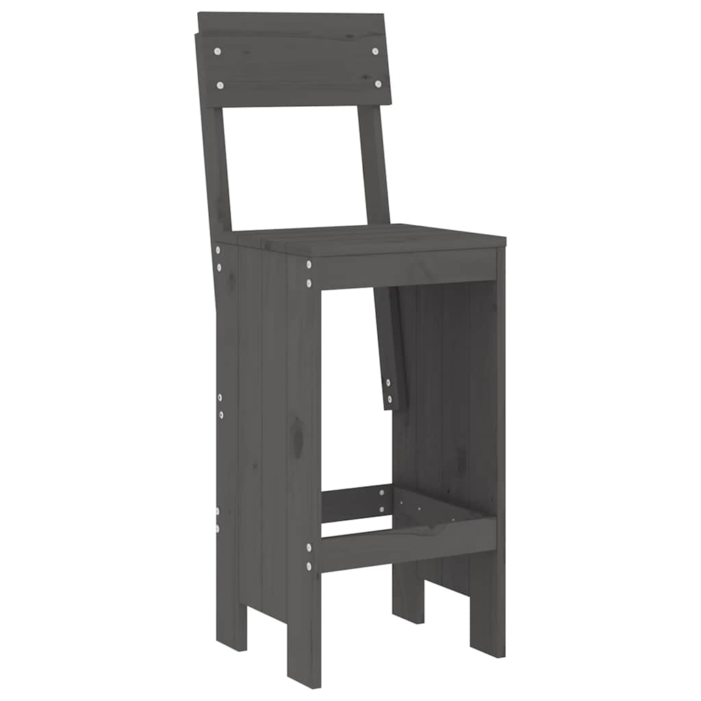 Bar Stools 2 pcs Grey 40x48.5x115.5 cm Solid Wood Pine
