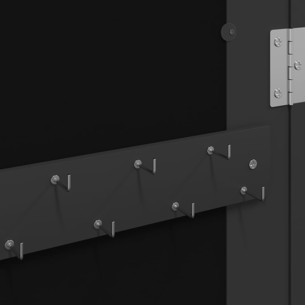 Mirror Jewellery Cabinet Wall Mounted Black 30x8.5x90 cm