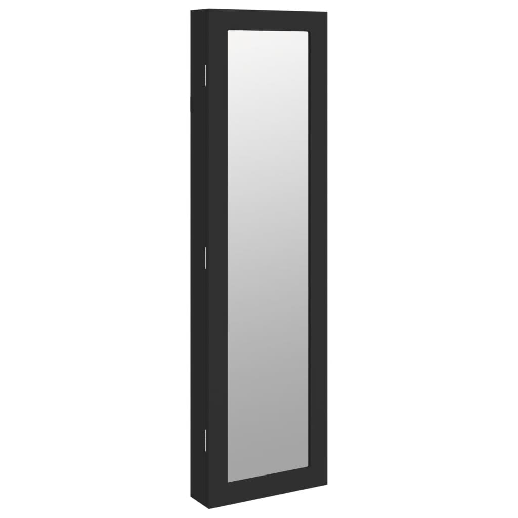 Mirror Jewellery Cabinet Wall Mounted Black 30x8.5x106 cm