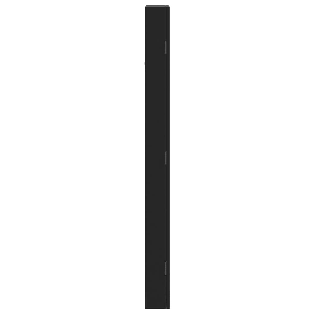 Mirror Jewellery Cabinet Wall Mounted Black 30x8.5x106 cm